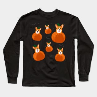 pumpkin corgi Long Sleeve T-Shirt